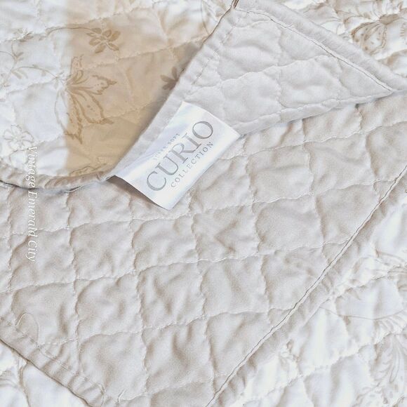 Vtg Double Full size Curio Quilt Reversible Flower Embroidered Bedspread Blanket - Picture 11 of 15